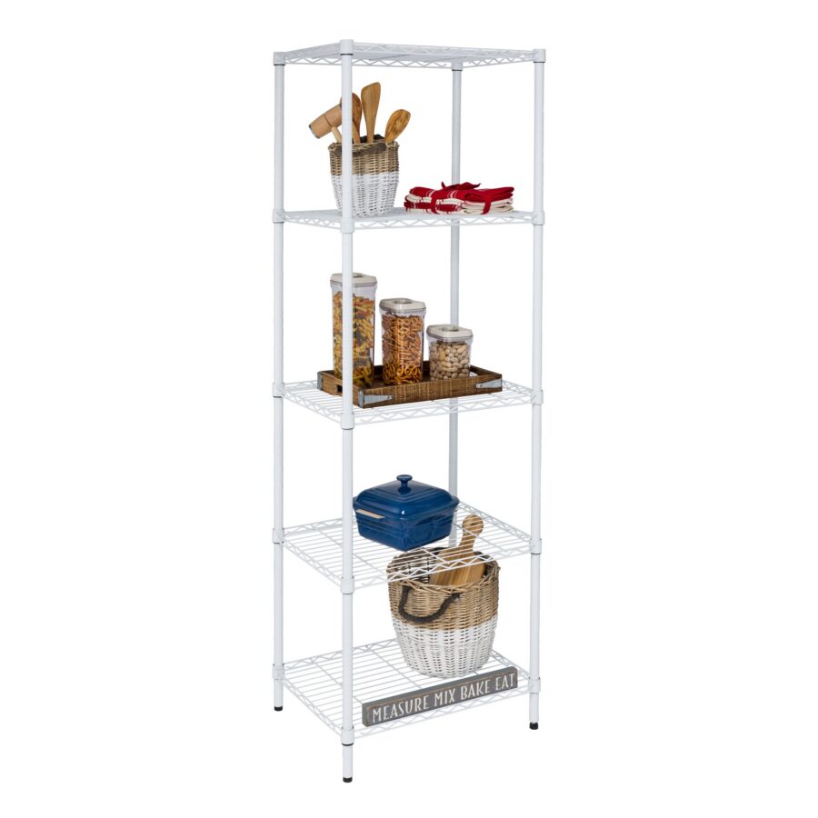 5-Tier Adjustable Shelving Unit with 250-lb Shelf Capacity - White