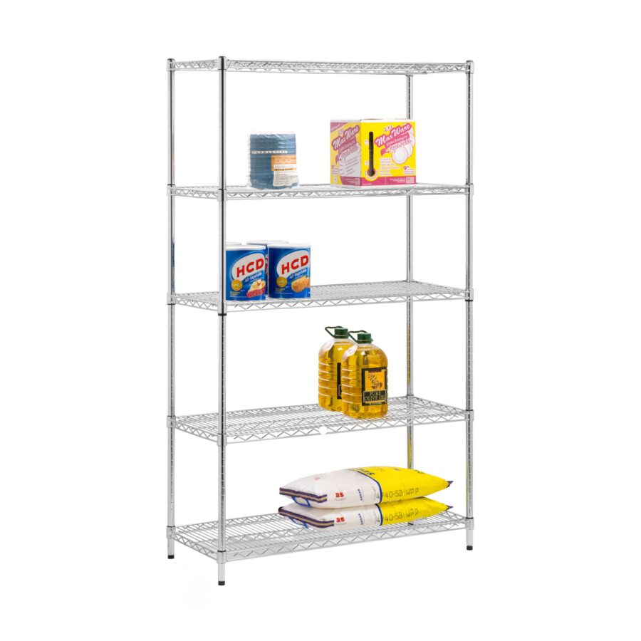 5-Tier Adjustable Shelving Unit with 800-lb Shelf Capacity - Chrome