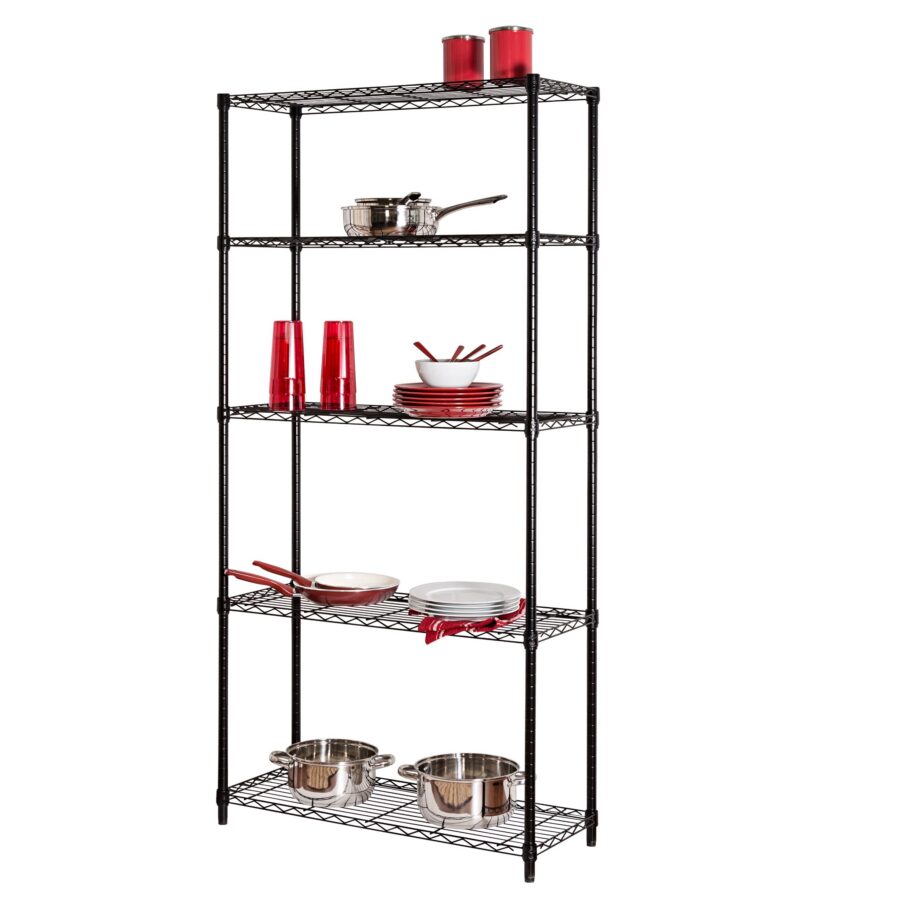 5-Tier Adjustable Shelving Unit with 200-lb Shelf Capacity - Black
