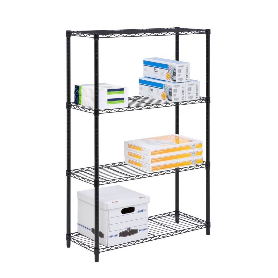 4-Tier Heavy-Duty Shelving Unit with 250-lb Shelf Capacity - Black