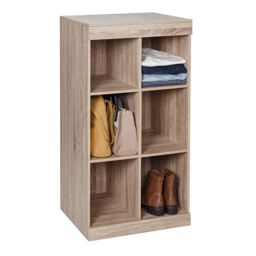 Stackable 6-Cubby Organizer with Anti-Tip Hardware - Brown