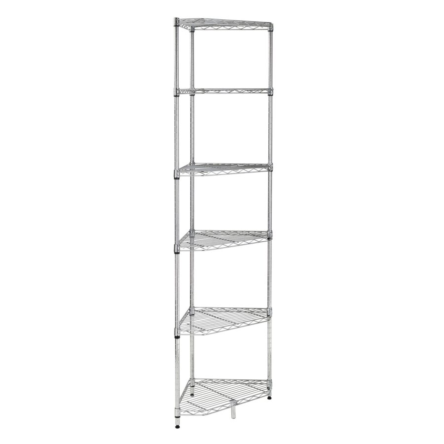 Steel 6-Tier Compact Corner Shelving Unit - Chrome